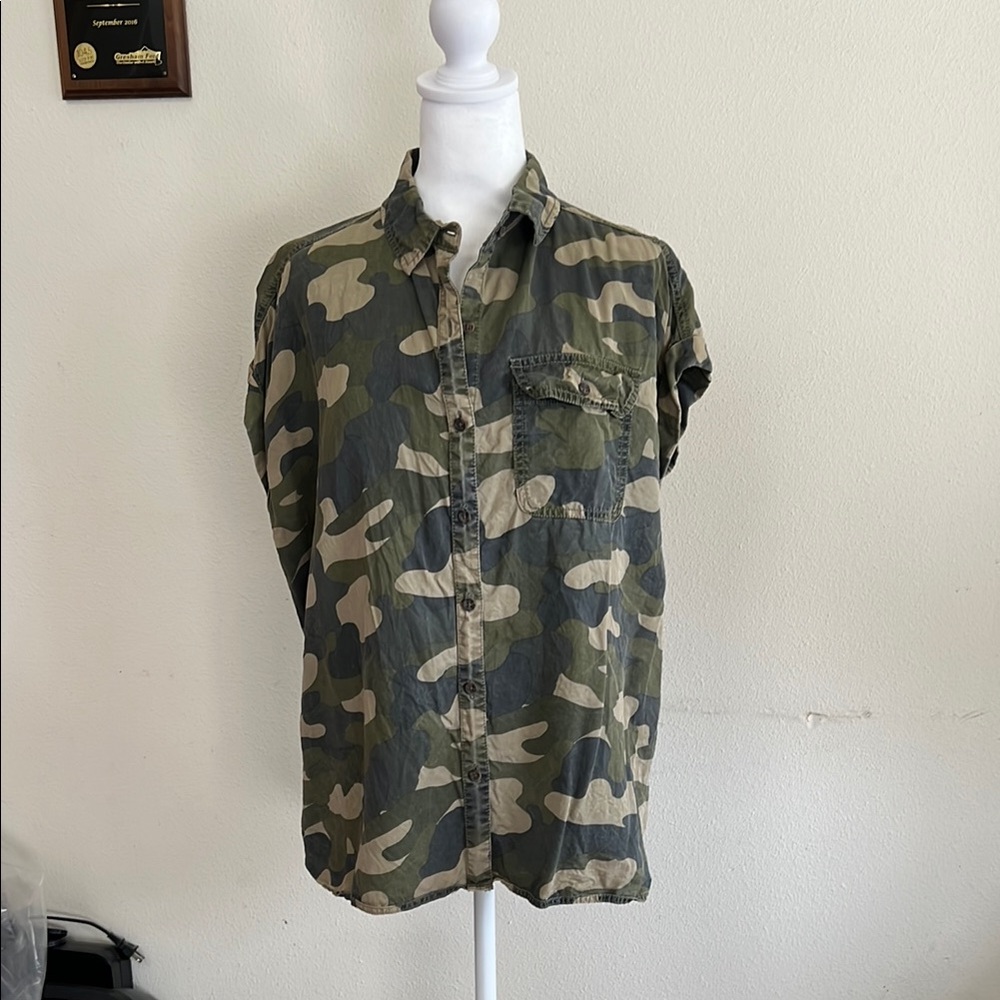C&C California Green and Brown Casual Button Down Shirt
